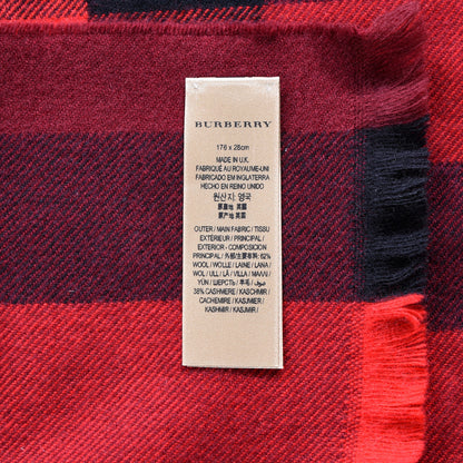 Burberry Wool Cashmere Giant Exploded Check Fringe Scarf Claret 5 of 5