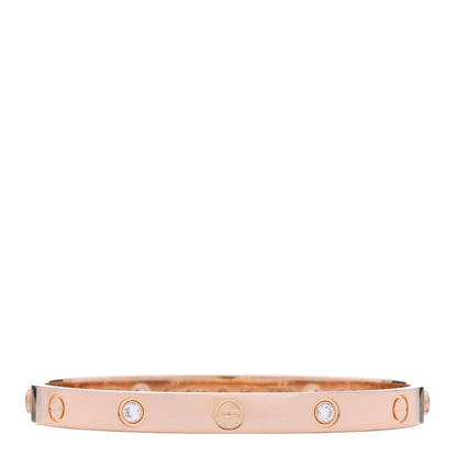 Cartier 18K Pink Gold 4 Diamond LOVE Bracelet 17 1 of 8