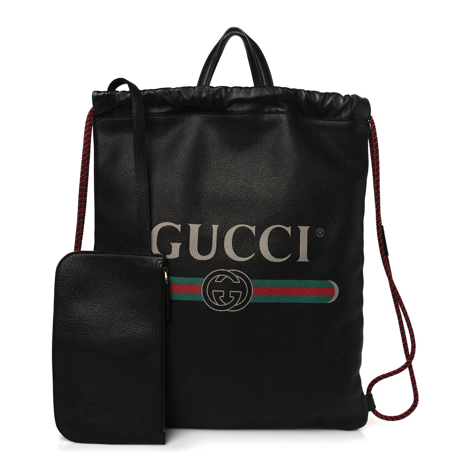 Gucci Calfskin Logo Drawstring Backpack Black 1 of 10
