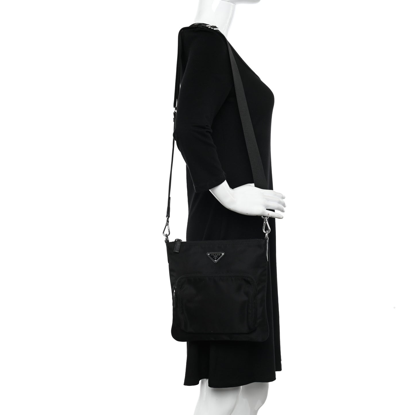 Nylon Vela Flat Messenger Bag Black