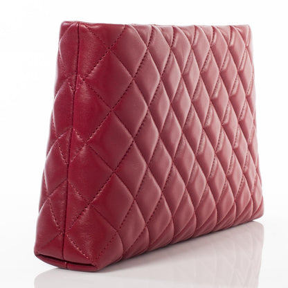 Chanel Lambskin Quilted Clutch Red 3 of 9