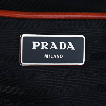 Prada Spazzolato Flower Tote Arancio Black 5 of 8