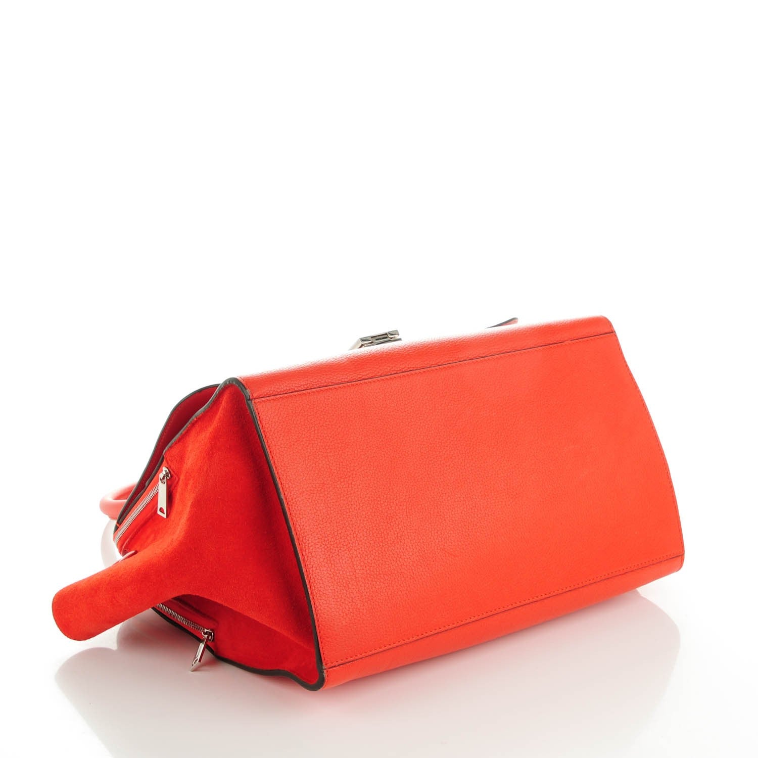 Celine Drummed Calfskin Suede Double Zip Trapeze Vermillion 4 of 7