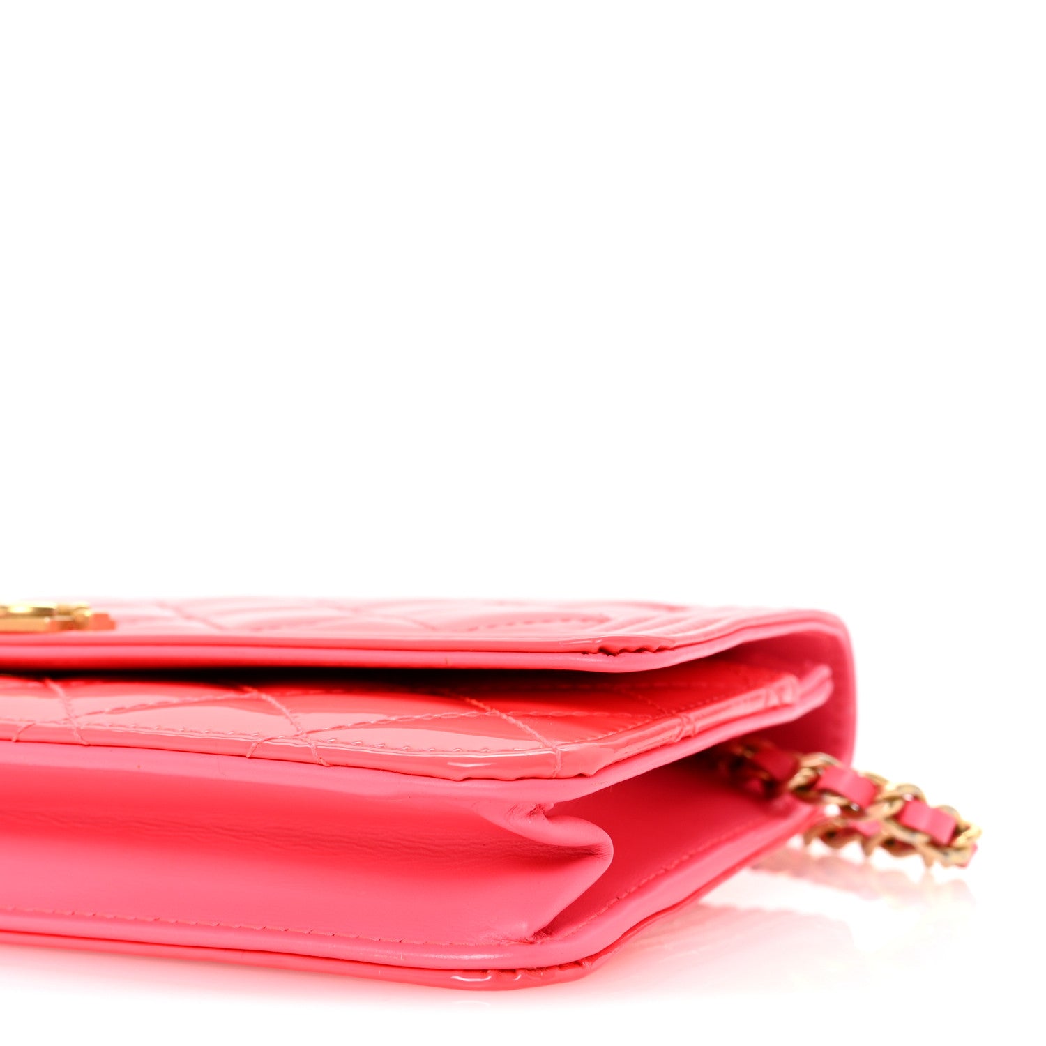 Chanel Patent Calfskin Quilted Boy Wallet On Chain WOC Pink 11 of 13