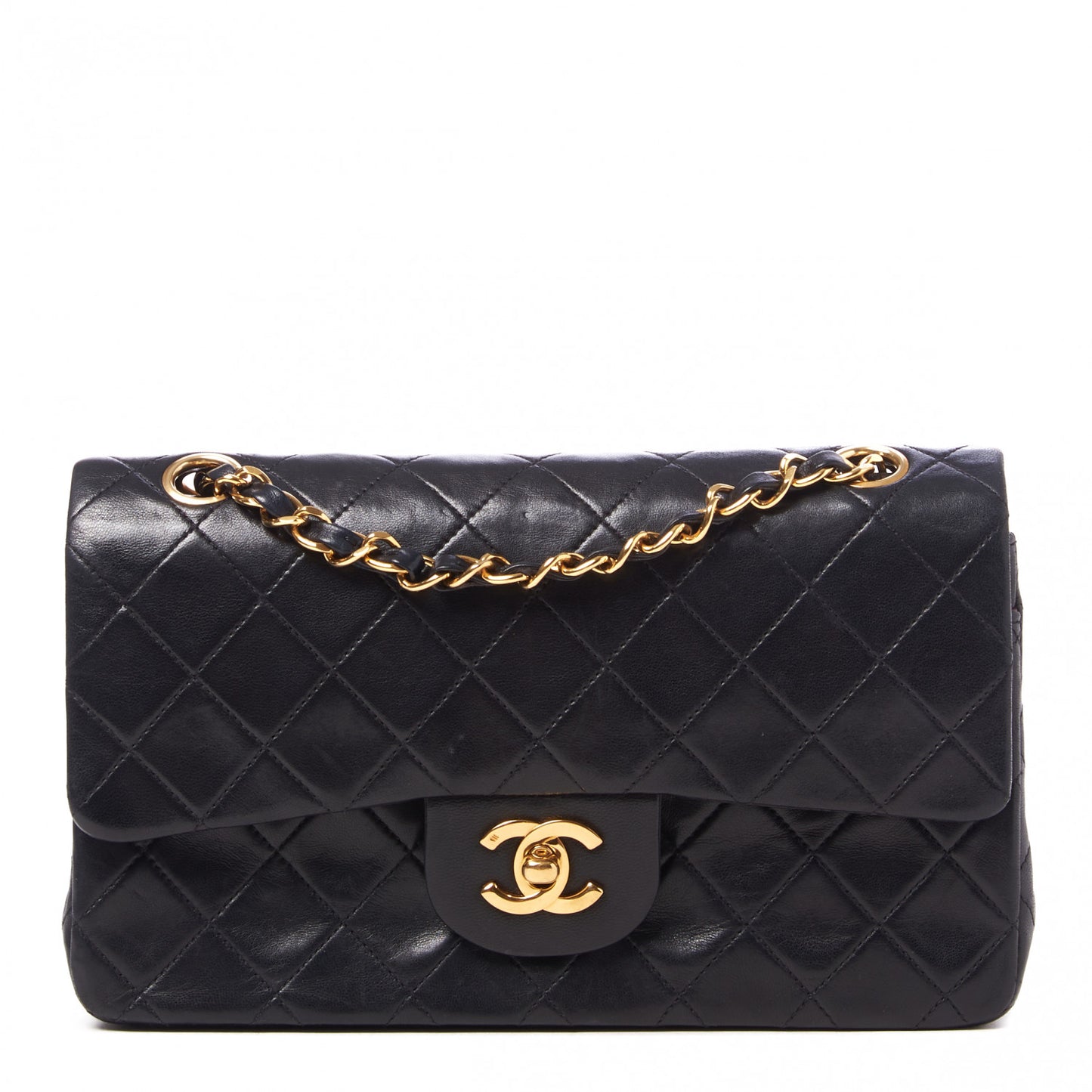 Lambskin Quilted Small Double Flap Black