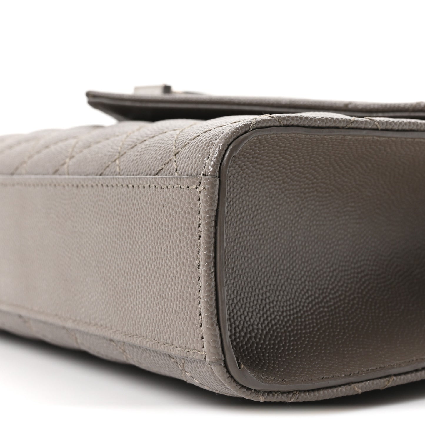 Grain De Poudre Textured Mixed Matelasse Medium Triquilt Monogram Satchel Greyish Brown