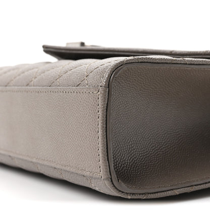 Saint Laurent Grain De Poudre Textured Mixed Matelasse Medium Triquilt Monogram Satchel Greyish Brown 10 of 10