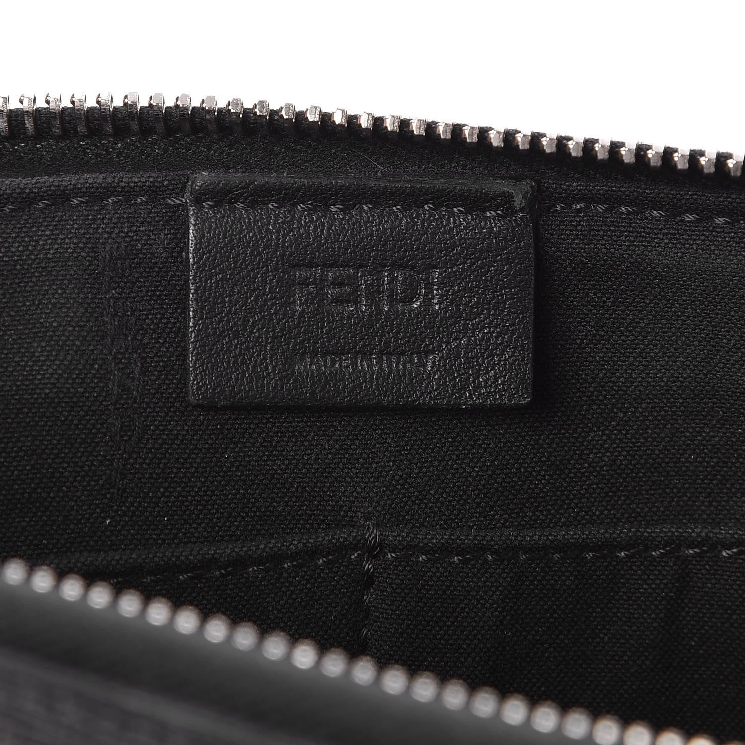 Fendi Vitello Elite Mink Fur Studded Karlito Zip Around Pouch Black 6 of 7