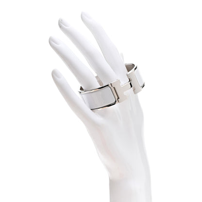 Hermes Enamel Wide Clic Clac H Bracelet PM White 2 of 5