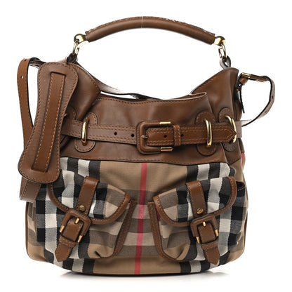 Burberry House Check Front Pocket Shoulder Bag Tan 1 of 12