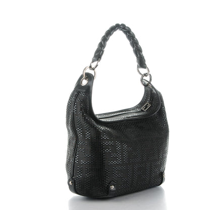 Fendi Leather Zucca Woven Forever Hobo Black 3 of 8