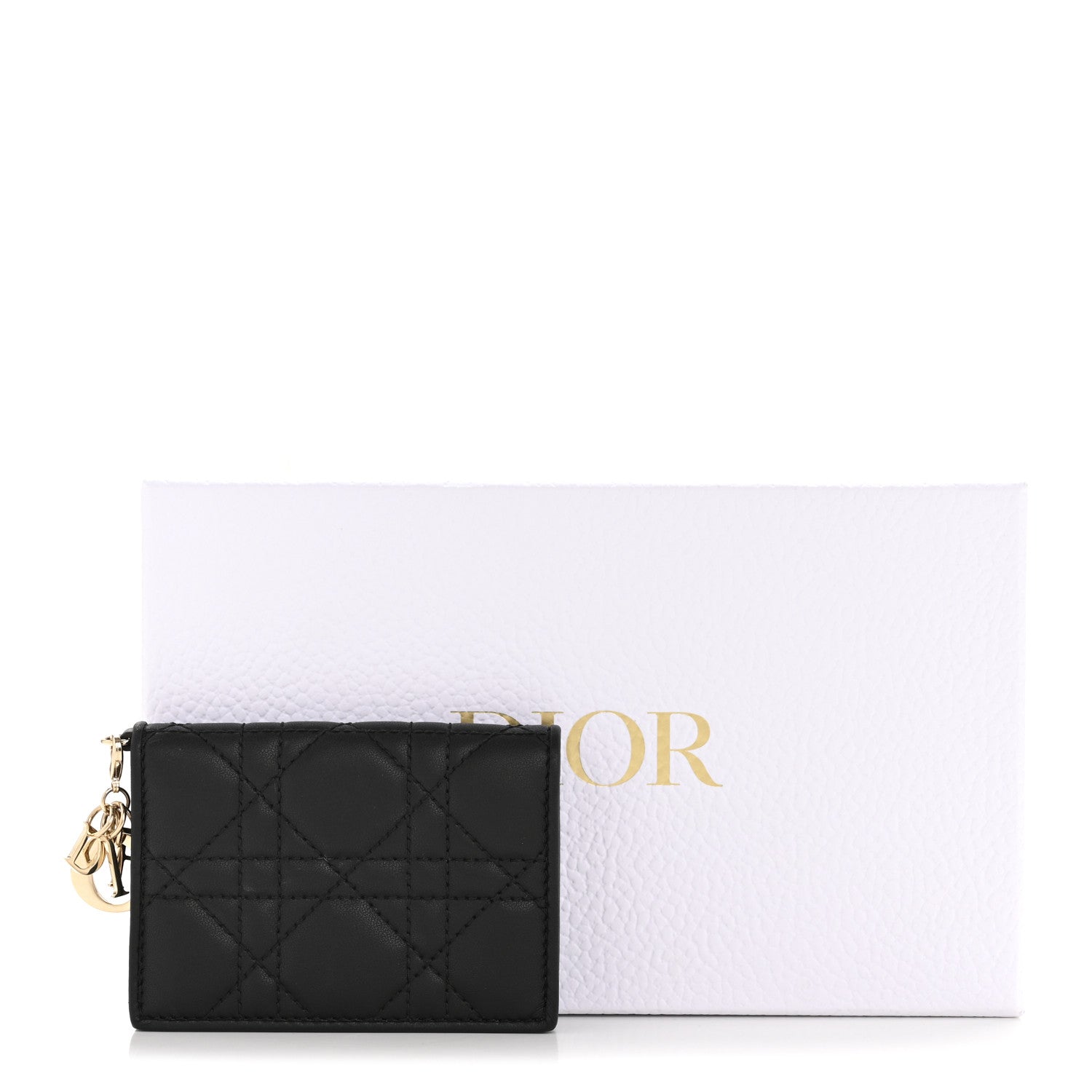 Christian Dior Lambskin Cannage Small Lady Dior Flap Card Holder Black 9 of 9