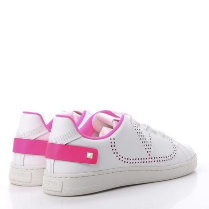 Valentino Garavani Calfskin Womens Backnet Sneakers 41 White Fuchsia 4 of 10