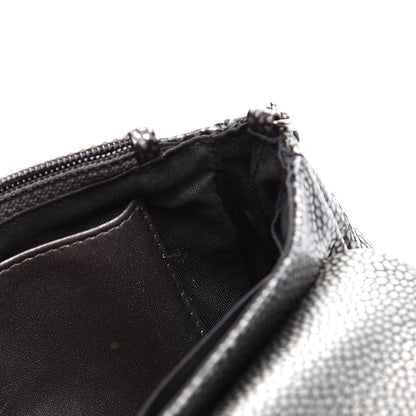 Chanel Metallic Caviar Half Moon Wallet On Chain WOC Dark Silver 11 of 13