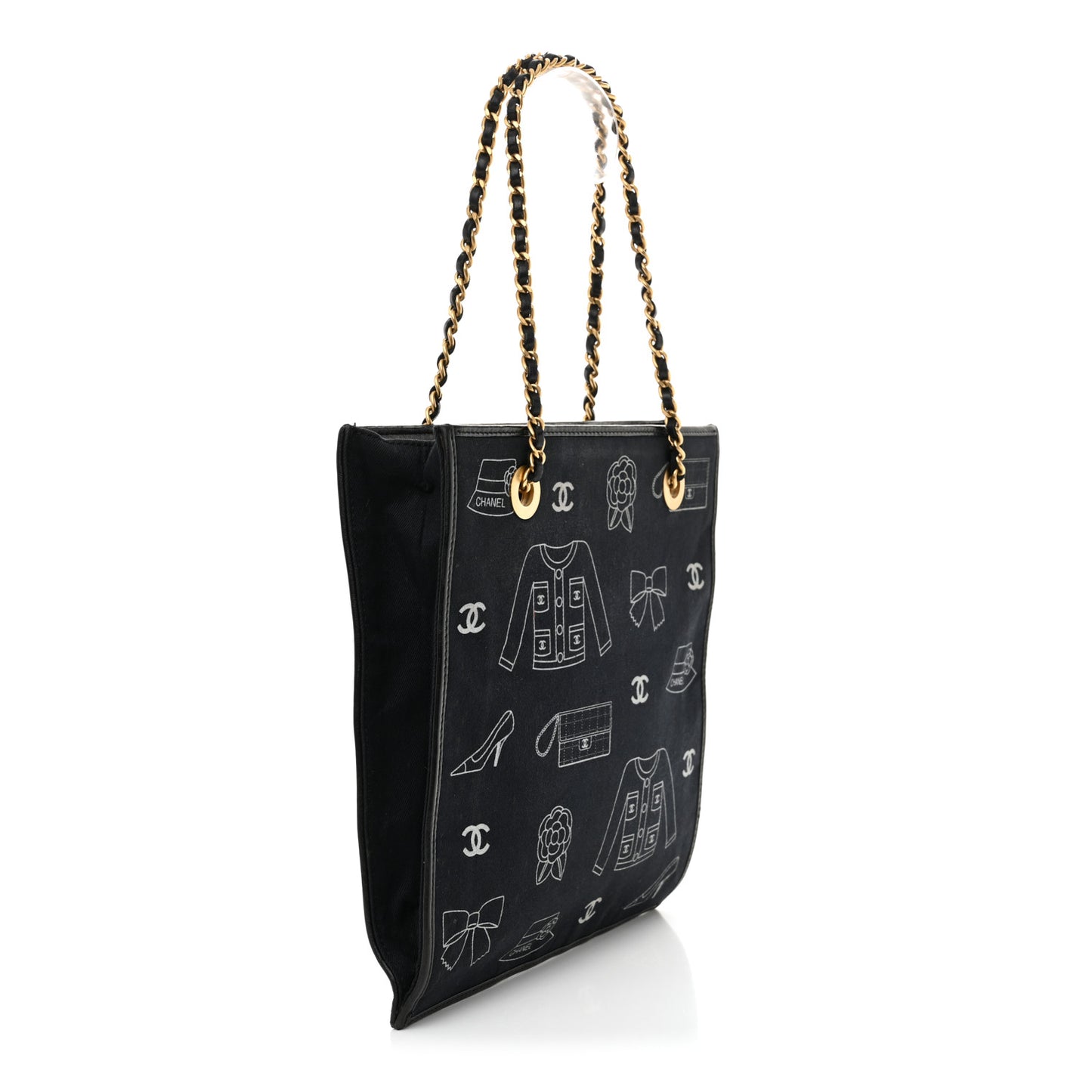 Canvas Coco Small Shopping Tote Black White