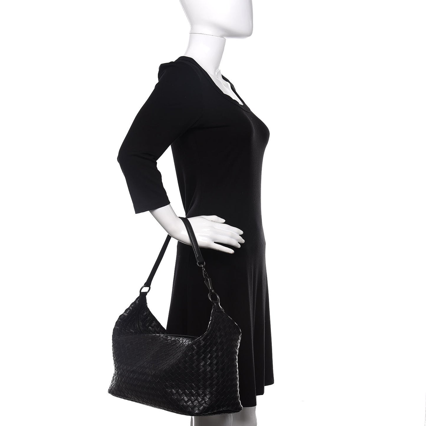 Nappa Intrecciato Shoulder Bag Black