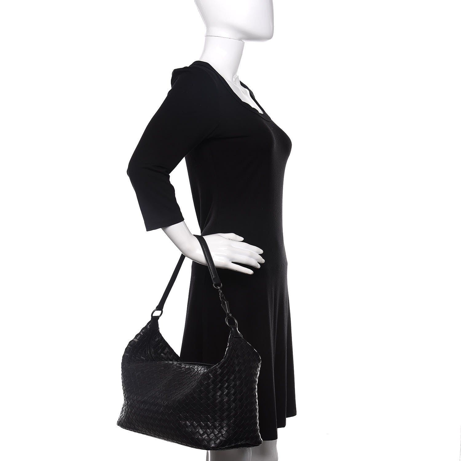 Bottega Veneta Nappa Intrecciato Shoulder Bag Black 2 of 8