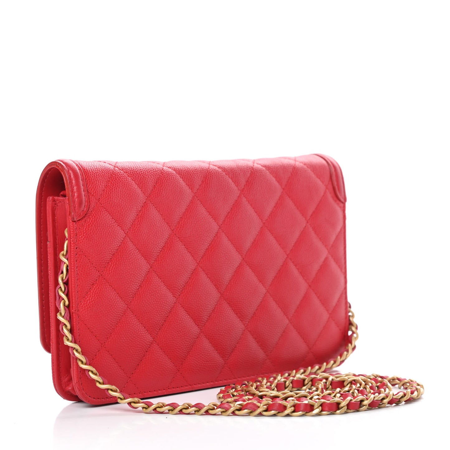 Caviar Quilted CC Filigree Wallet On Chain WOC Red