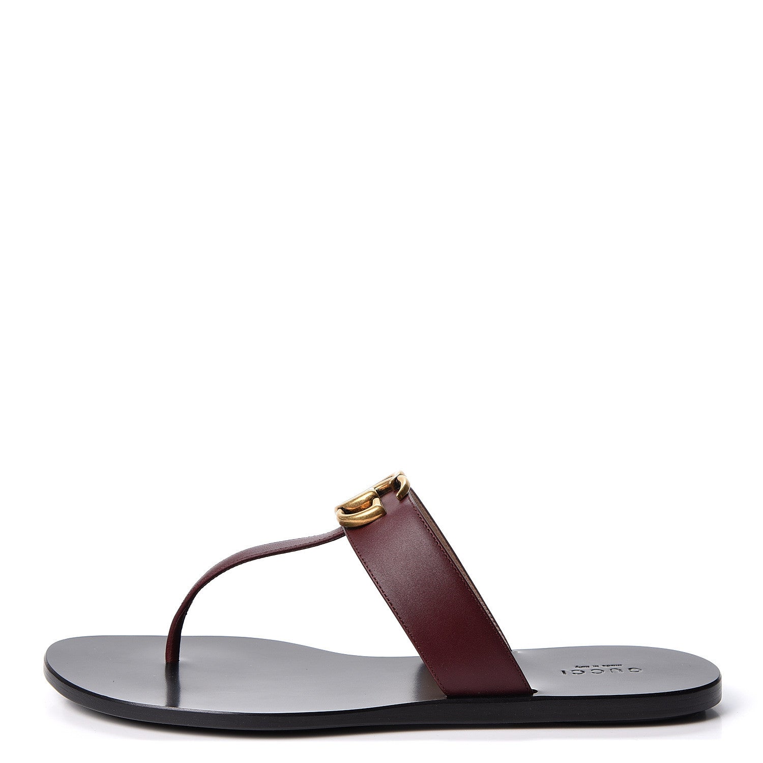 Gucci Calfskin GG Marmont Thong Sandals 38.5 Vintage Bordeaux 1 of 9