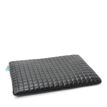 Celine Calfskin Quilted C Charm Pouch Black 4 of 8