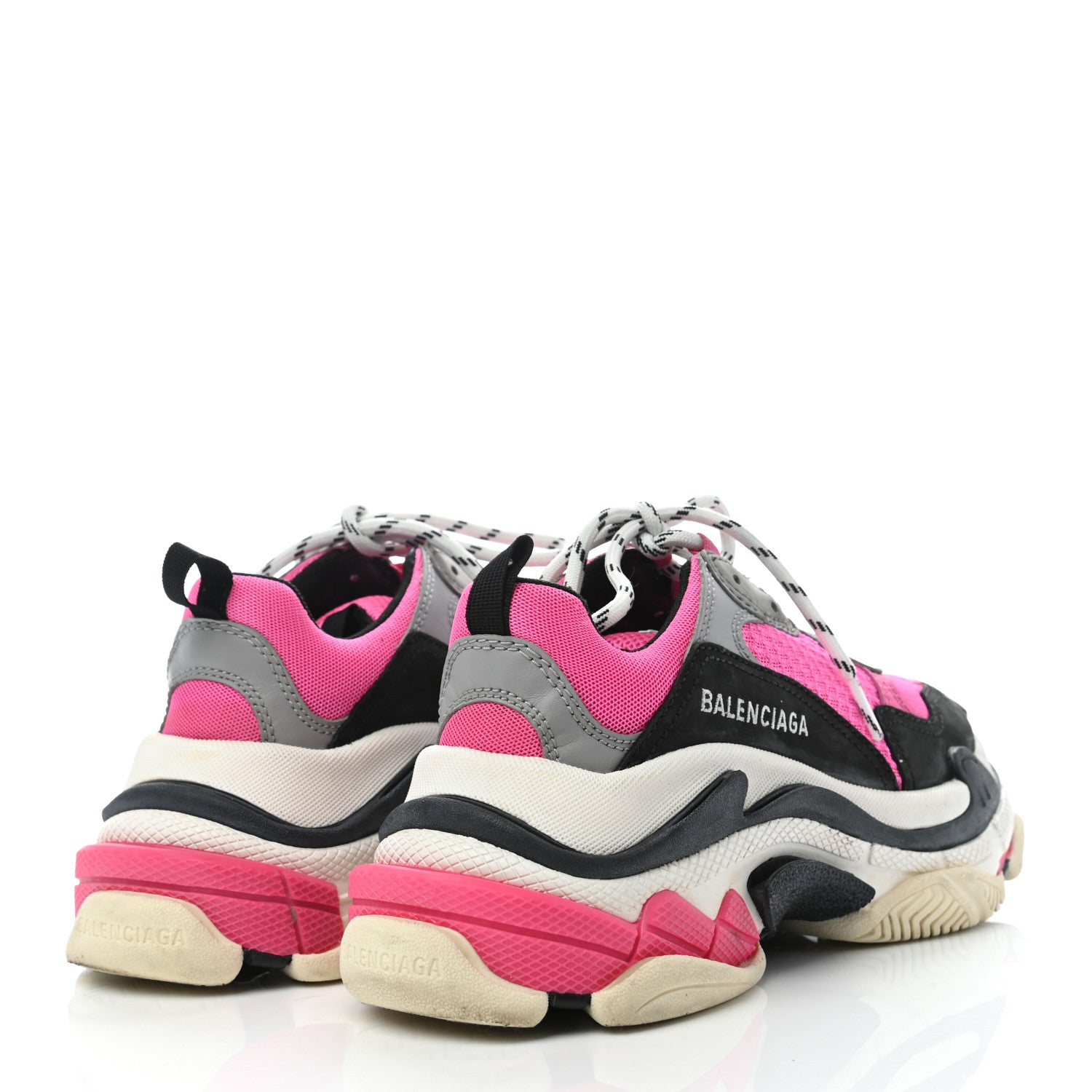 Balenciaga Fabric Mesh Womens Triple S Sneakers 37 Fluo Pink Grey White 4 of 7