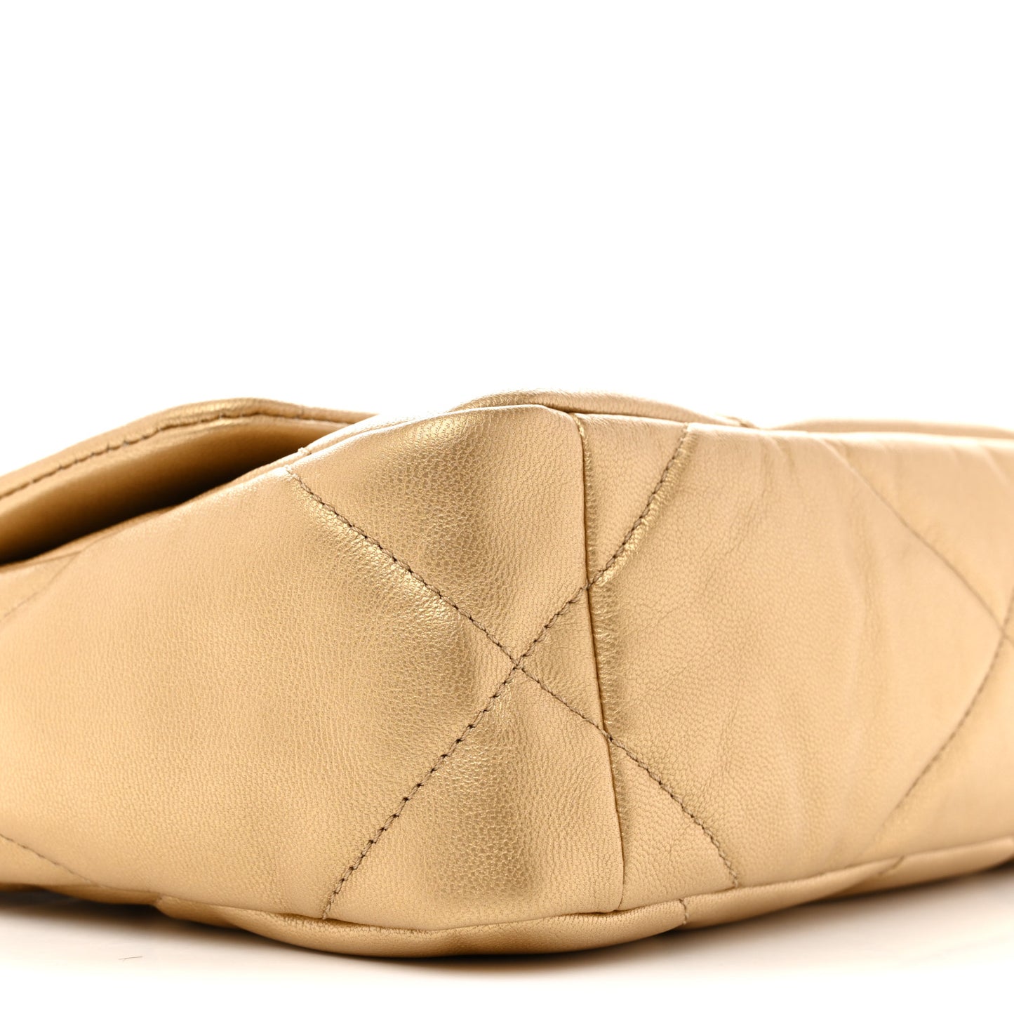 Metallic Goatskin Quilted Medium Chanel 19 Flap Gold
