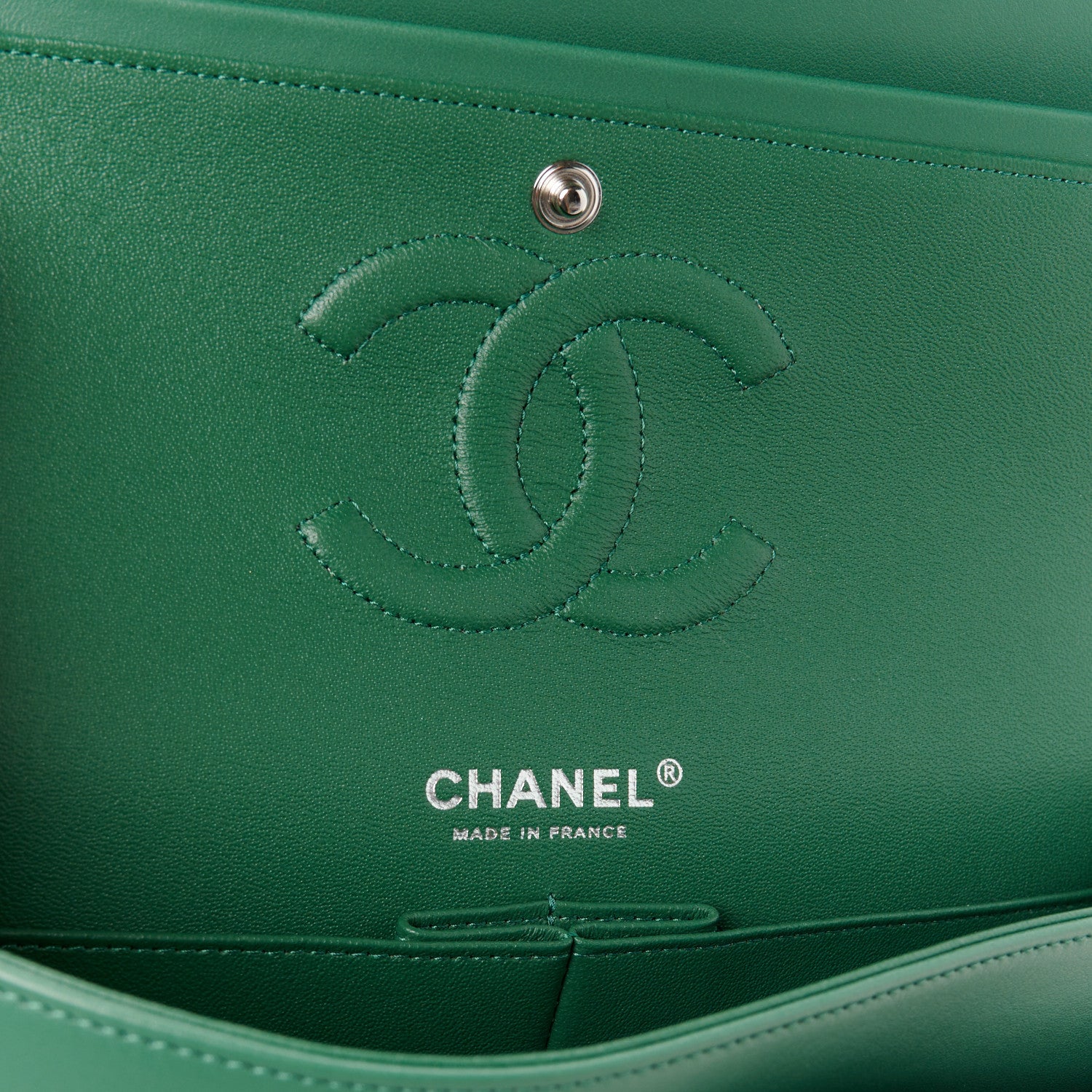 Chanel Lambskin Quilted Medium Double Flap Green 6 of 12