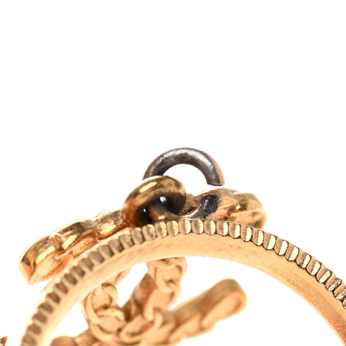 Baguette Crystal CC Drop Hoop Earrings Gold