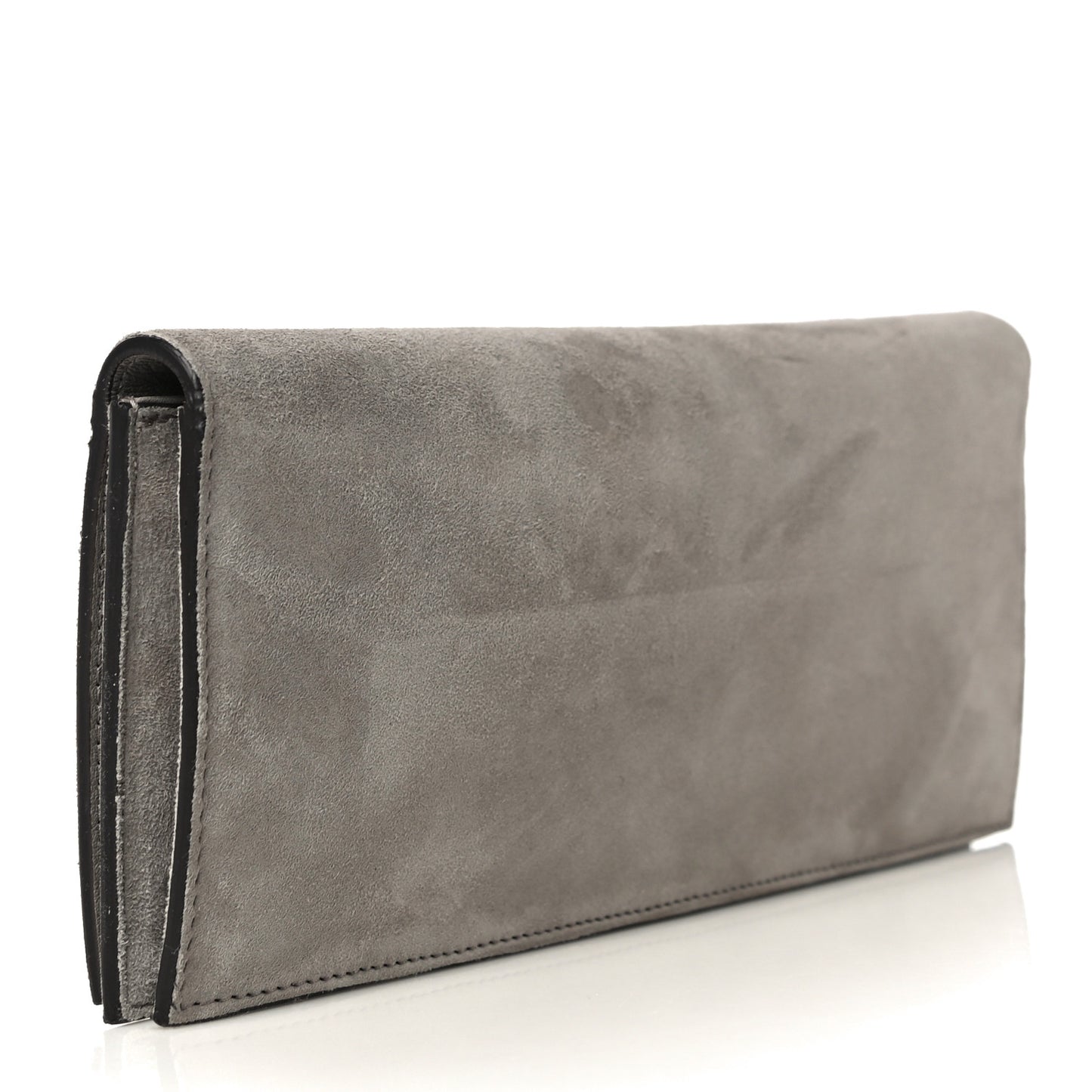 Suede Crystal Horsebit Clutch Grey