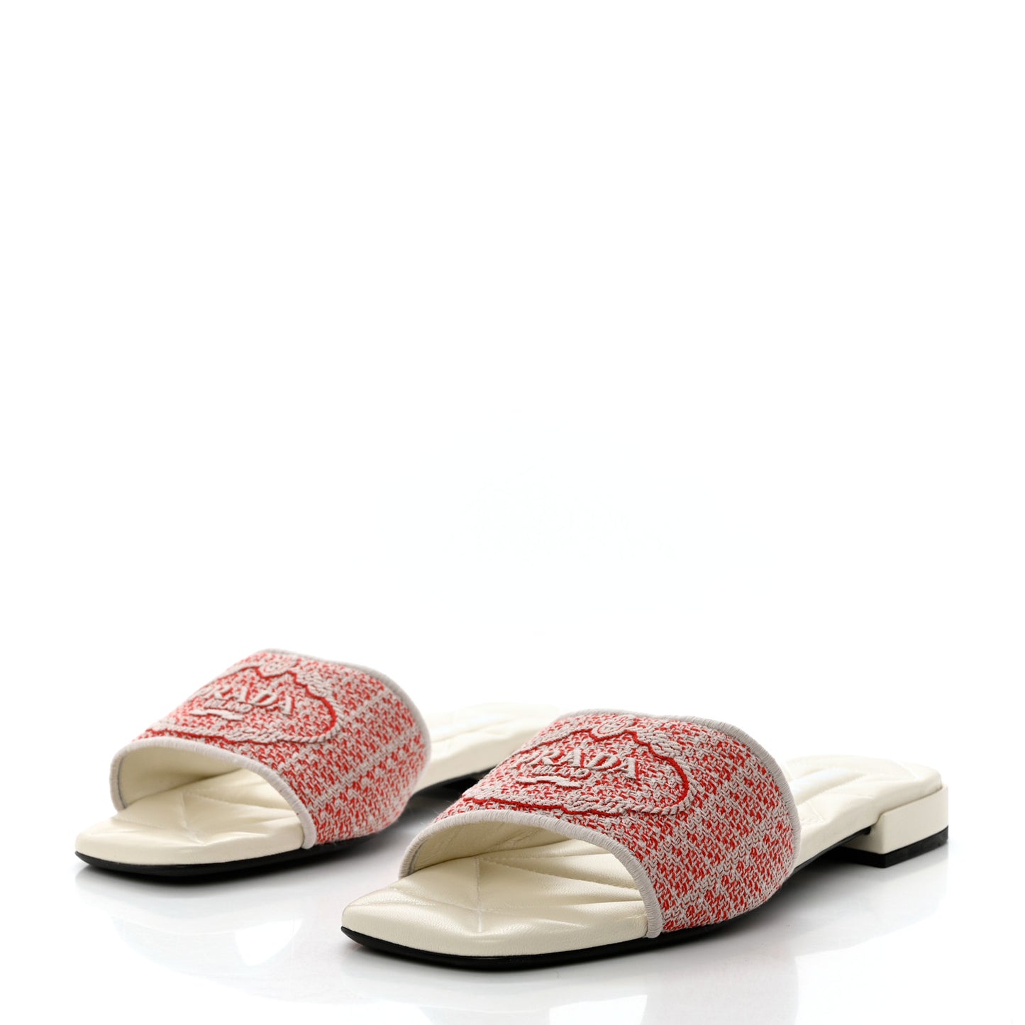 Jacquard Logo Embroidered 10mm Slide Sandals 40 Rosso Talco