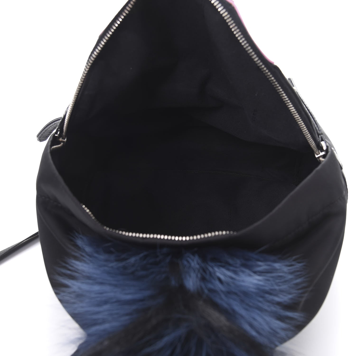 Fendi Nylon Vitello Fox Goat Fur Monster Eyes Backpack Black Multicolor Sky 5 of 12