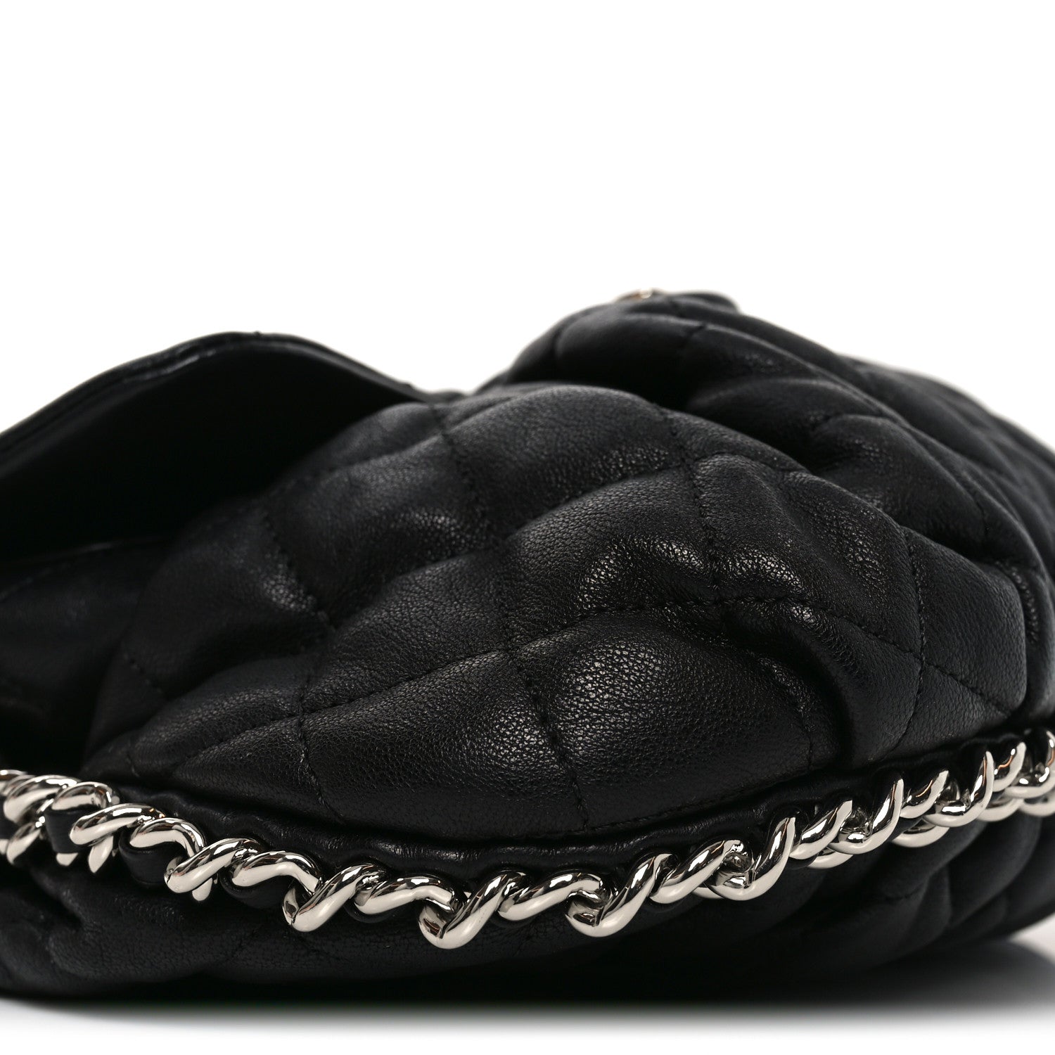 Chanel Washed Lambskin Quilted Medium Chain Around Messenger Black 9 of 10