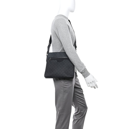 Gucci GG Supreme Monogram Crossbody Messenger Bag Black Grey 2 of 14