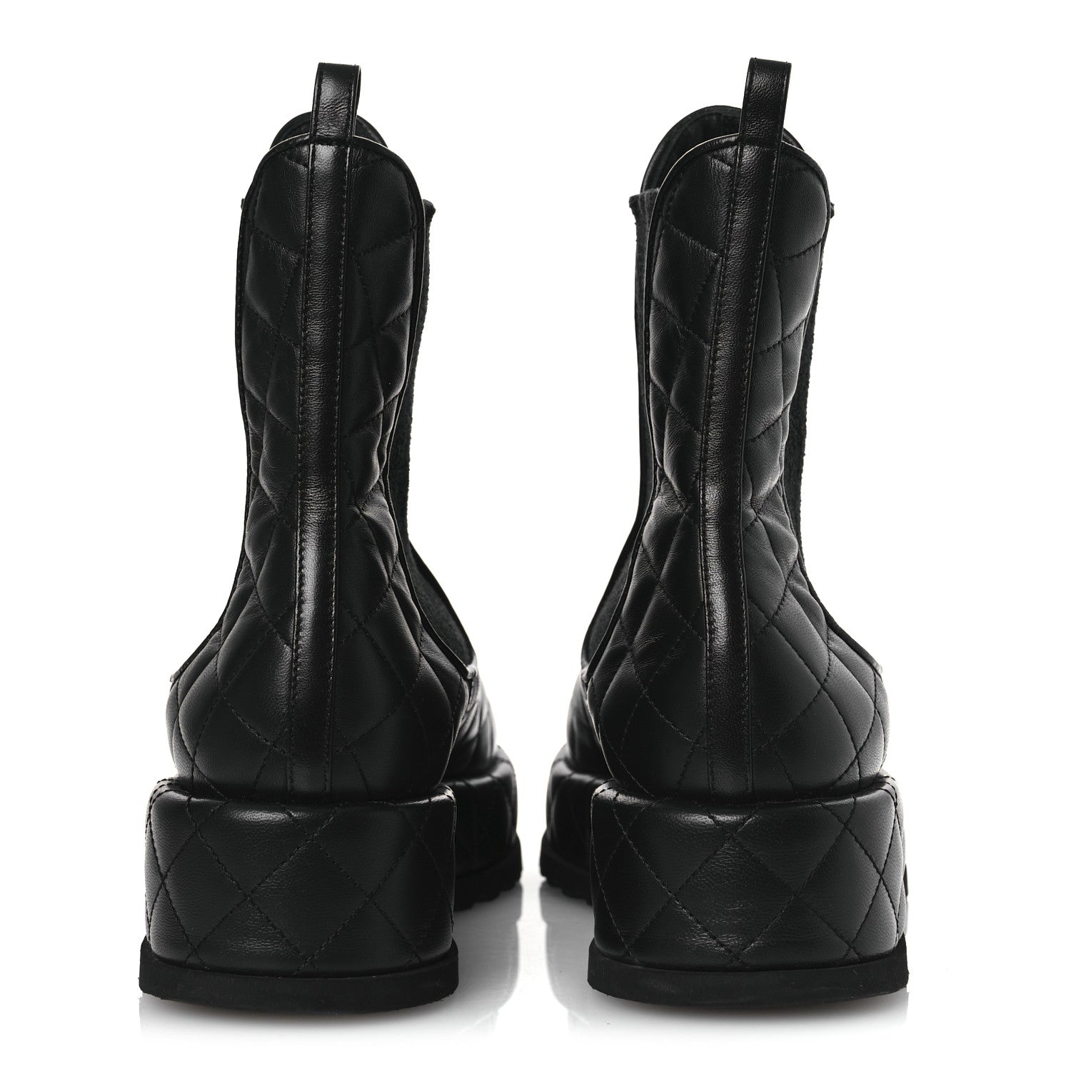 Chanel Lambskin Patent CC Cap Toe Quilted Short Platform Boots 39.5 Black 6 of 12