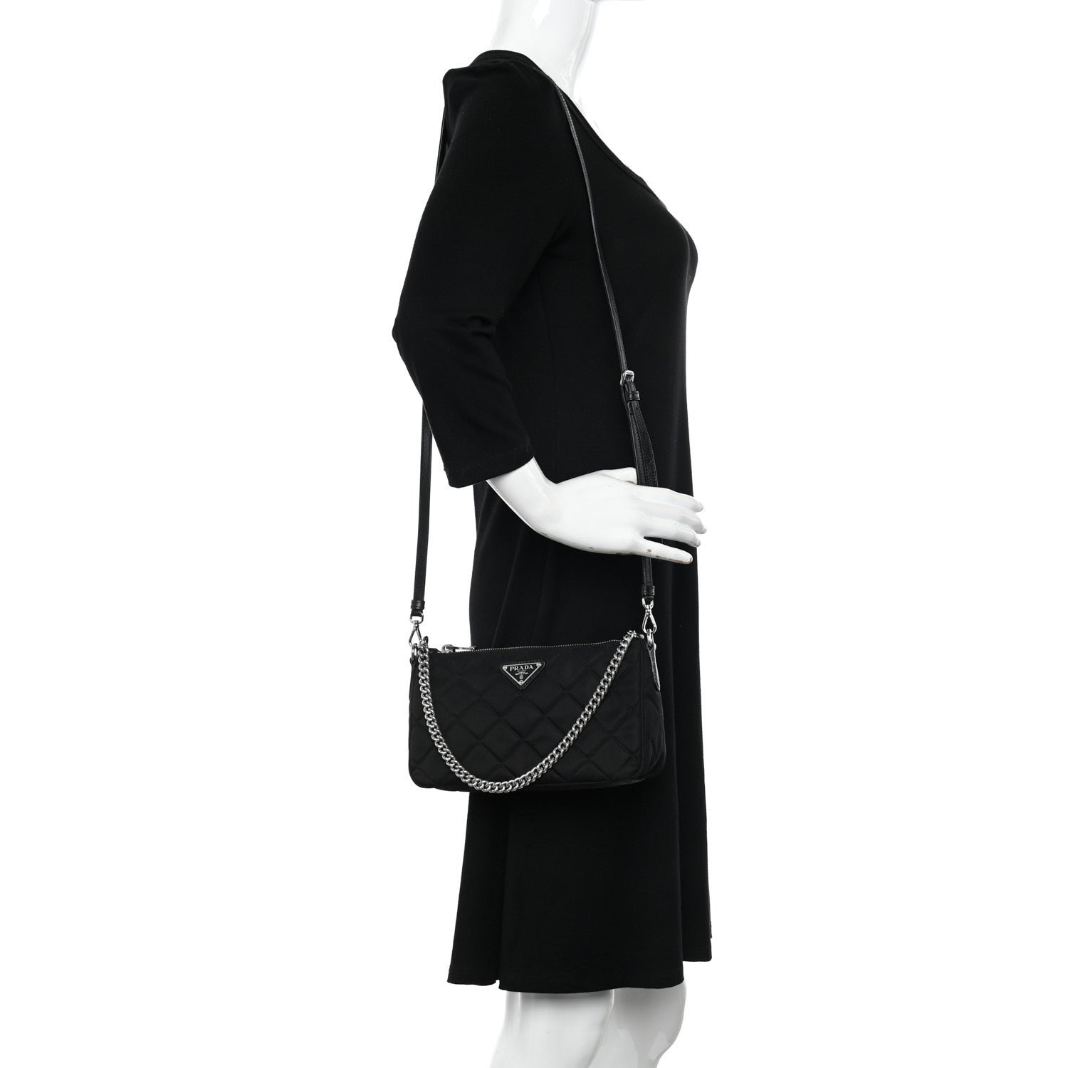 Prada Nylon Tessuto Impuntu Quilted Crossbody Bag Black 2 of 10