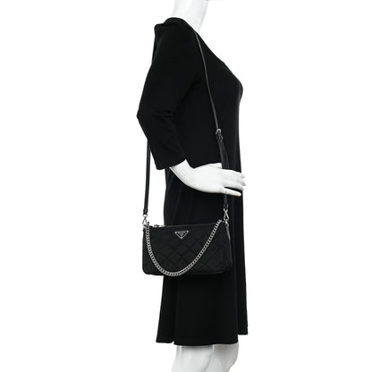 Prada Nylon Tessuto Impuntu Quilted Crossbody Bag Black 2 of 10