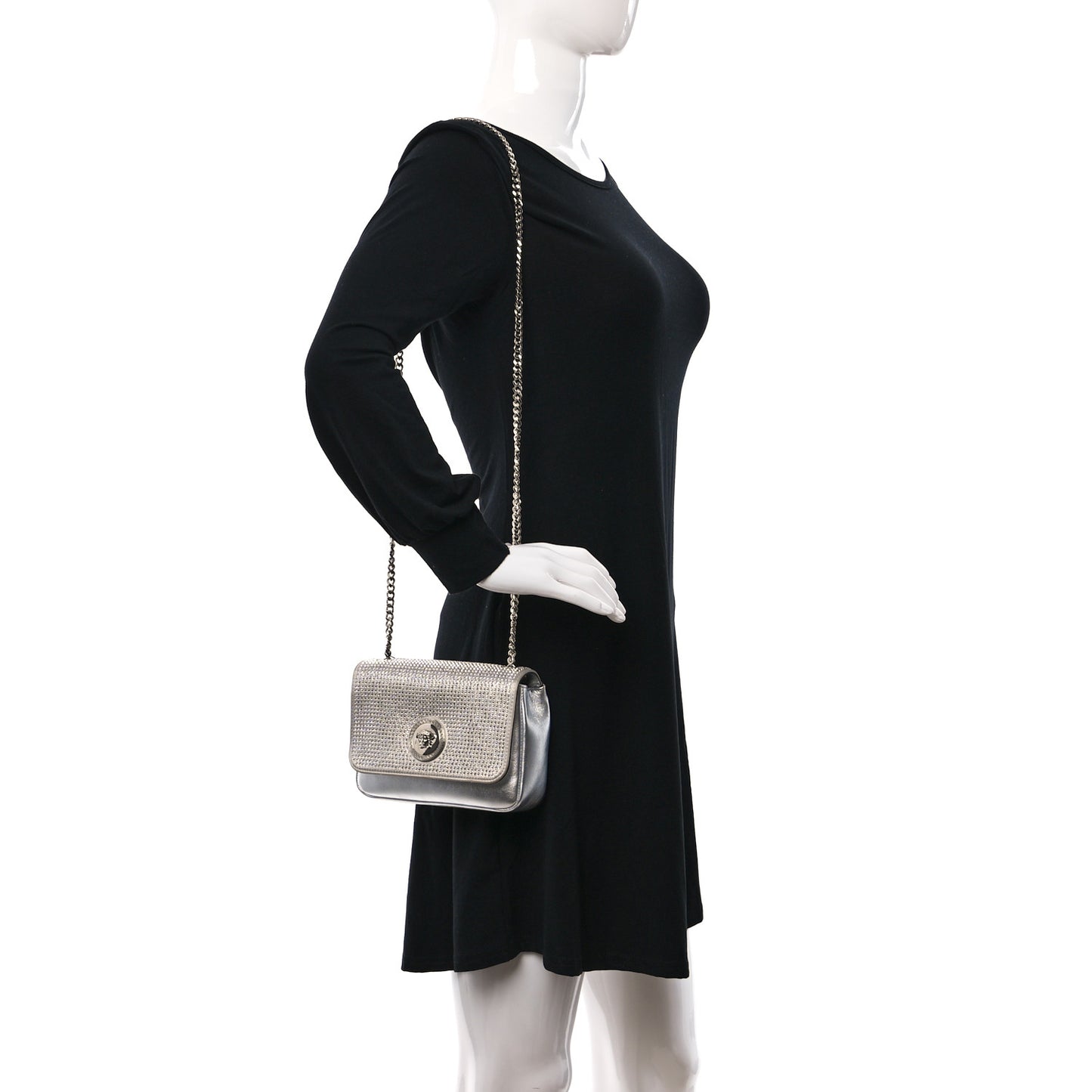 Palazzo Crystal Chain Evening Bag Silver