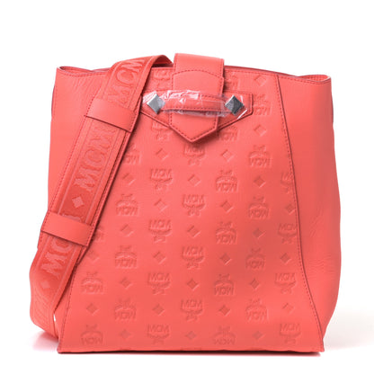 MCM Calfskin Ottomar Monogram Essential Bucket Bag Hot Coral 1 of 4