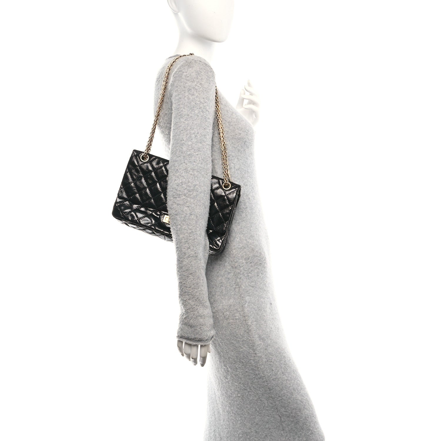 Chanel Distressed Patent Quilted 2.55 Reissue 226 Flap Black 2 of 10
