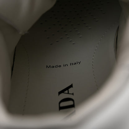 Prada Re-Nylon Spazzolato Rubber Triangle Logo Macro Quilted Mens 35mm Platform Sneakers 6 White 8 of 16