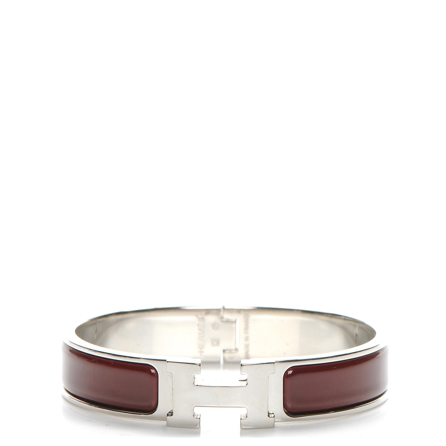 Hermes Narrow Enamel Clic Clac H Bracelet PM Burgundy 1 of 5