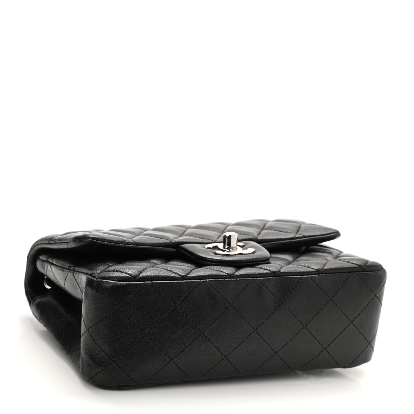 Lambskin Quilted Mini Rectangular Flap Black