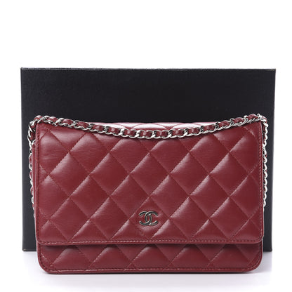 Chanel Lambskin Quilted Wallet On Chain WOC Red 15 of 15