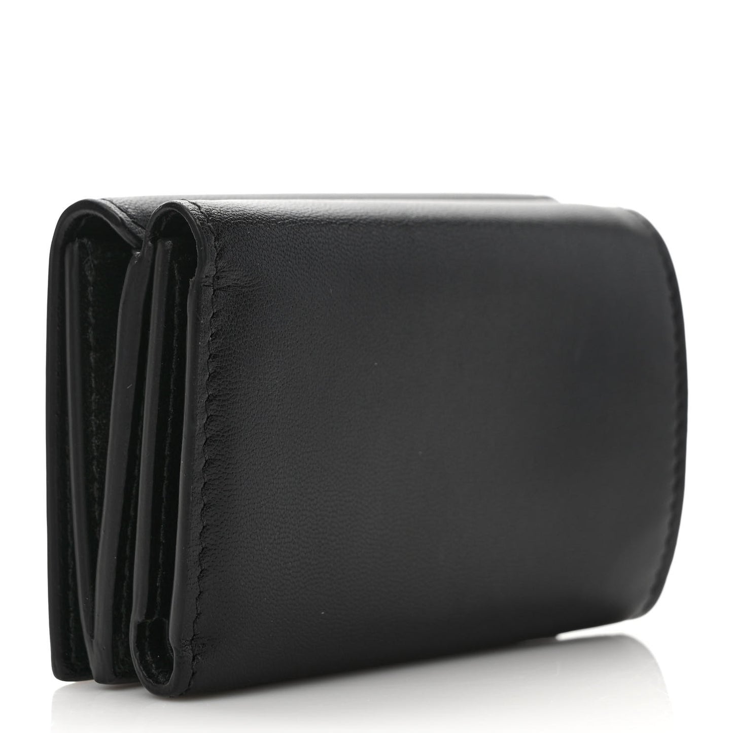 Smooth Calfskin 3D Logo Mini Cash Tri-Fold Wallet Black Red White