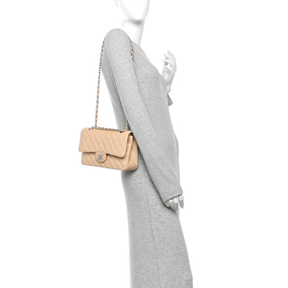 Chanel Caviar Quilted Medium Double Flap Beige 2 of 11