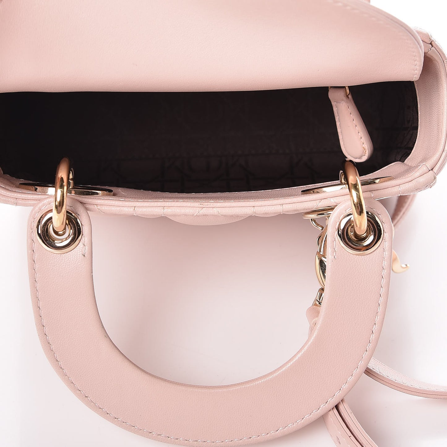 Lambskin Cannage Mini Lady Dior Rose Poudre