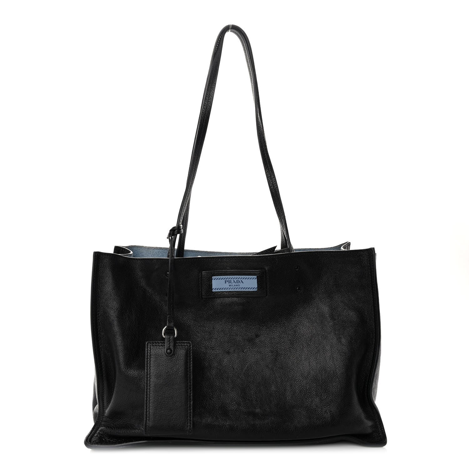 Prada Glace Calfskin Etiquette Shopping Bag Black Astrale 1 of 10