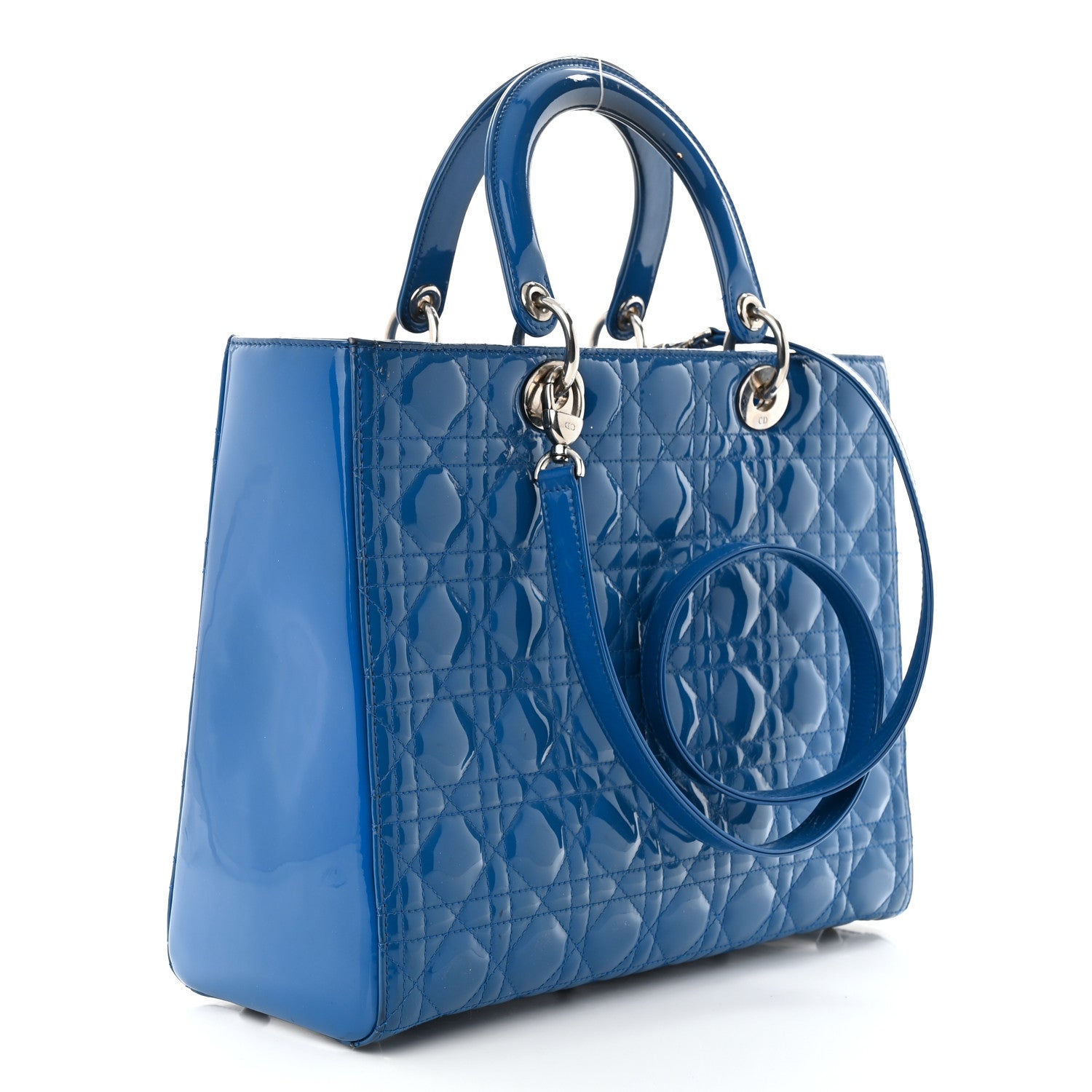 Christian Dior Patent Cannage Large Lady Dior Blue 3 of 13