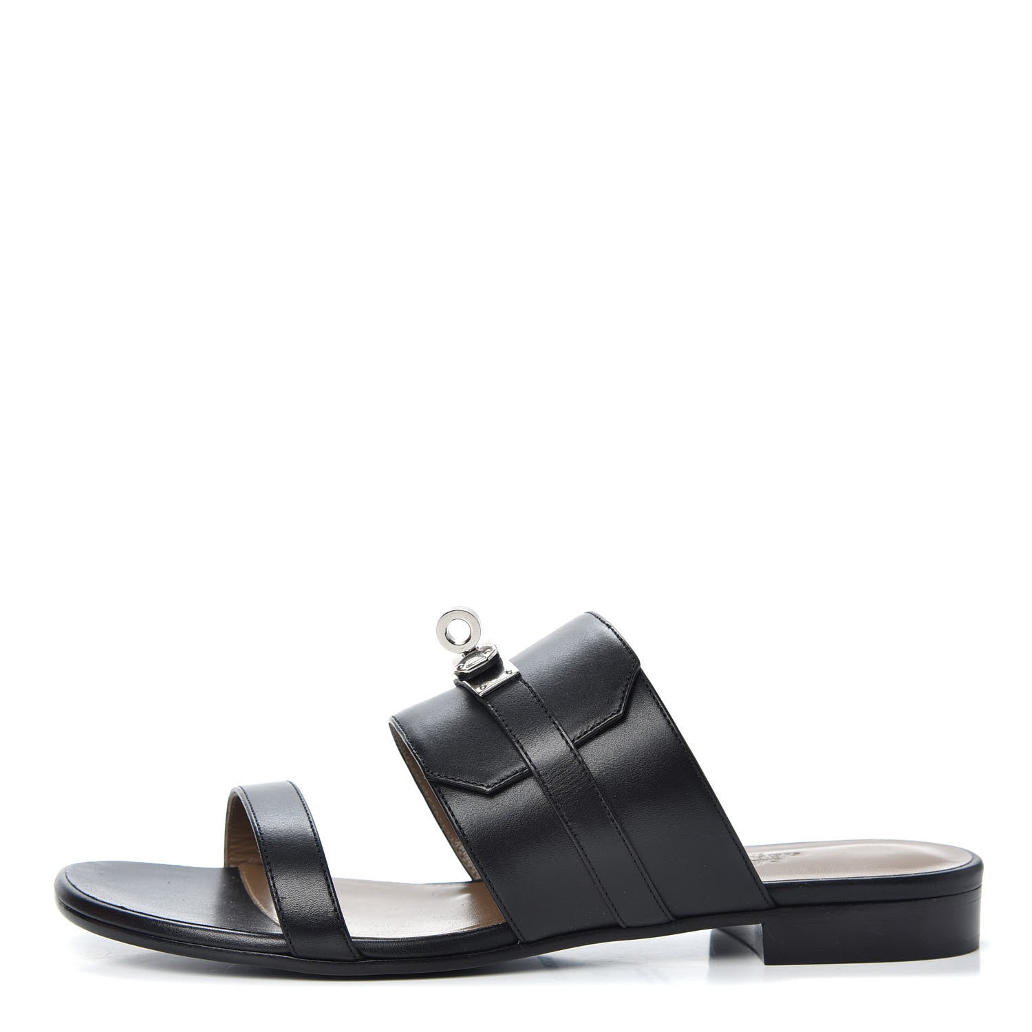 Hermes Calfskin Avenue Sandals 38 Black 1 of 9