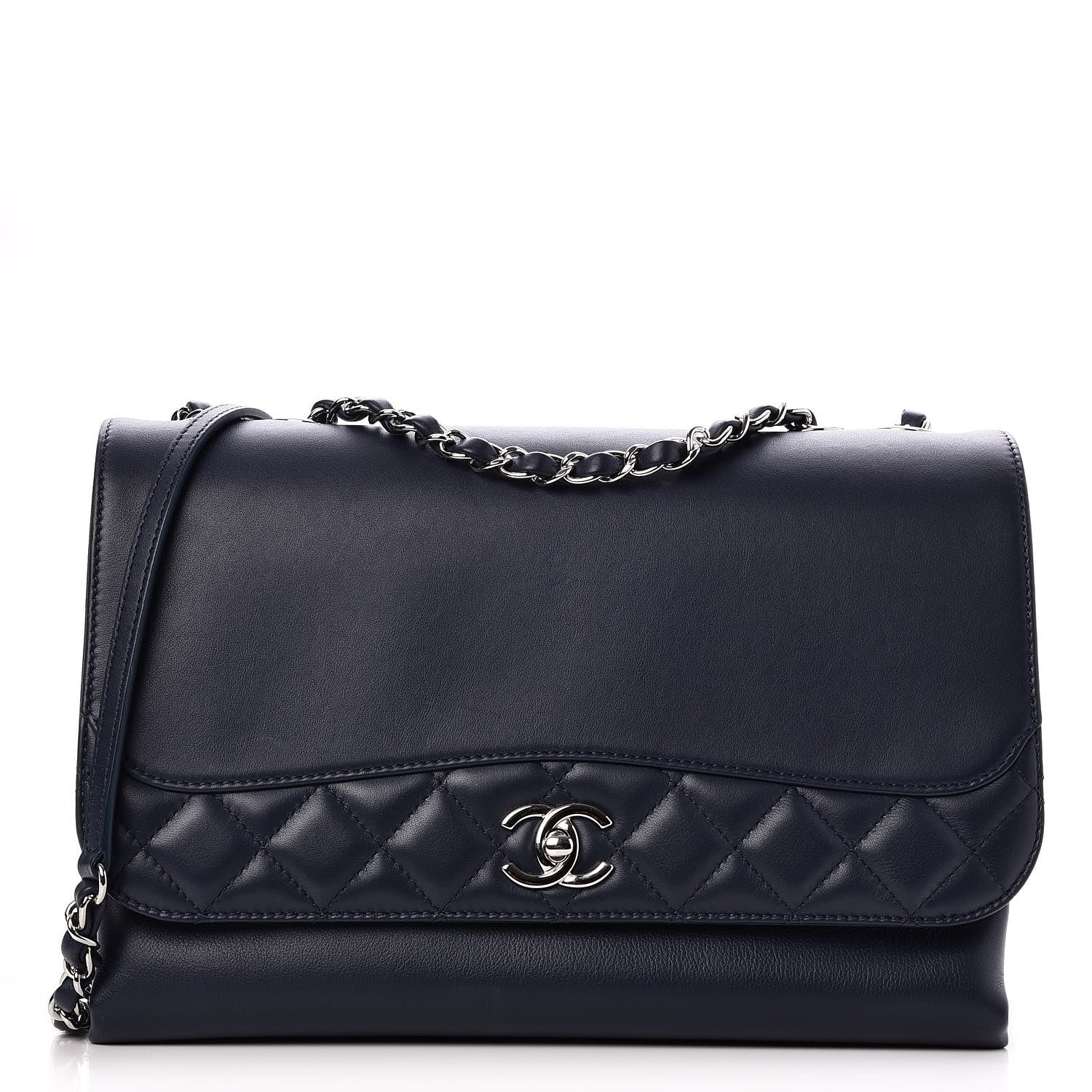 Chanel Calfskin Jumbo Tramezzo Flap Navy 1 of 8